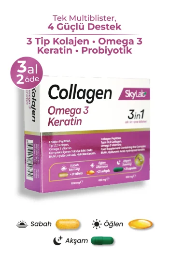 Kolajen, Omega 3 Balık Yağı, Keratin ve Probiyotik Takviye Edici Gıda